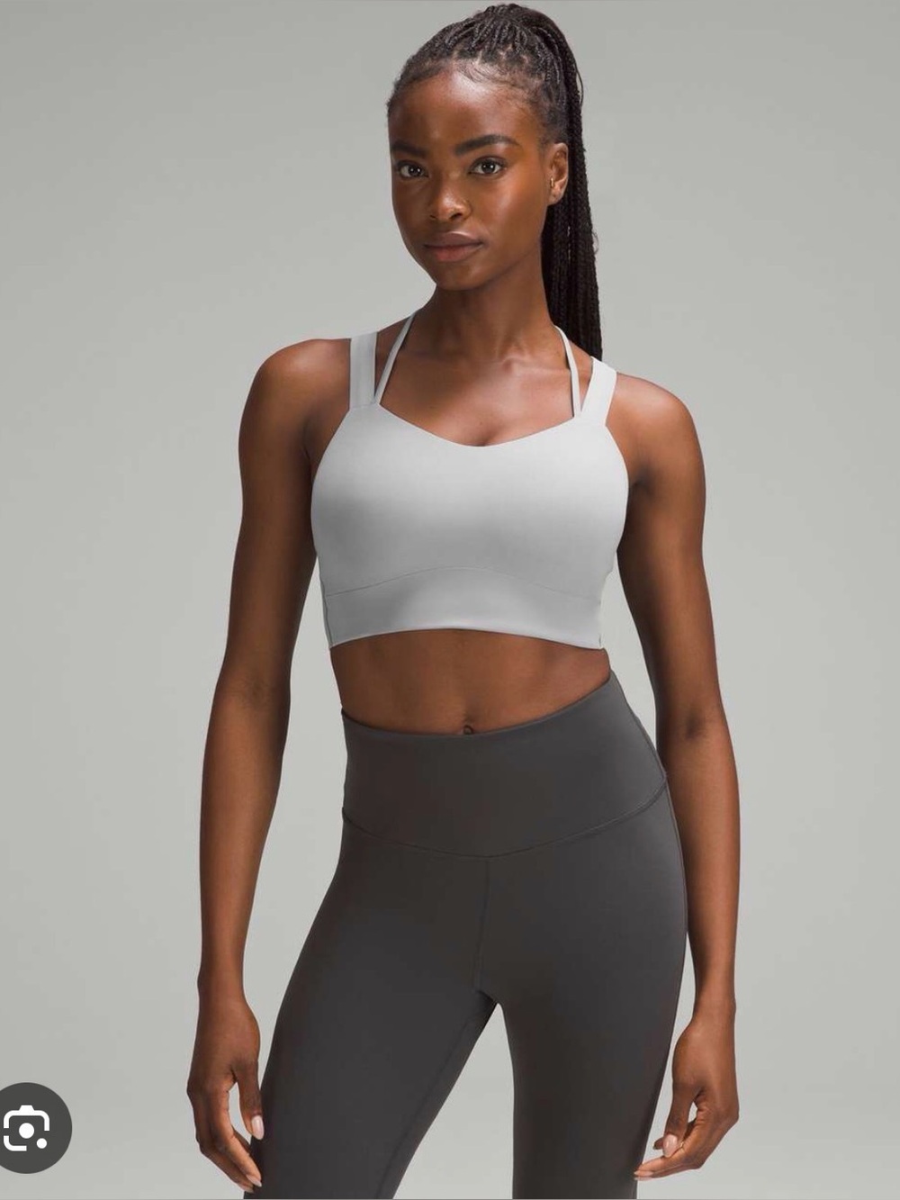 Lululemon Like a Cloud long line bra, size 12 D/DD, gray